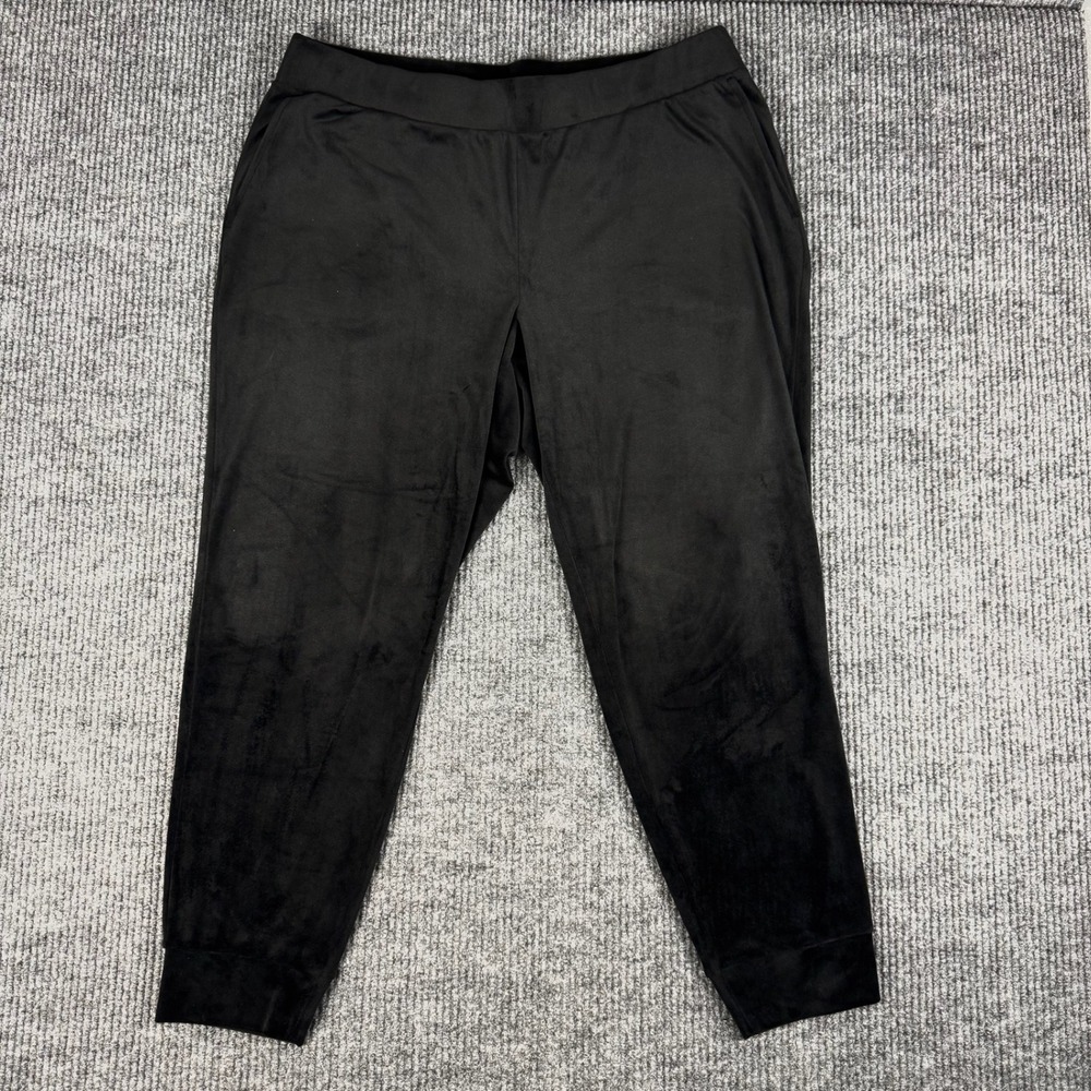 Pure Jill Pants Womens XL Black Velvet Velour Jogger Pull On Stretch Lounge Soft